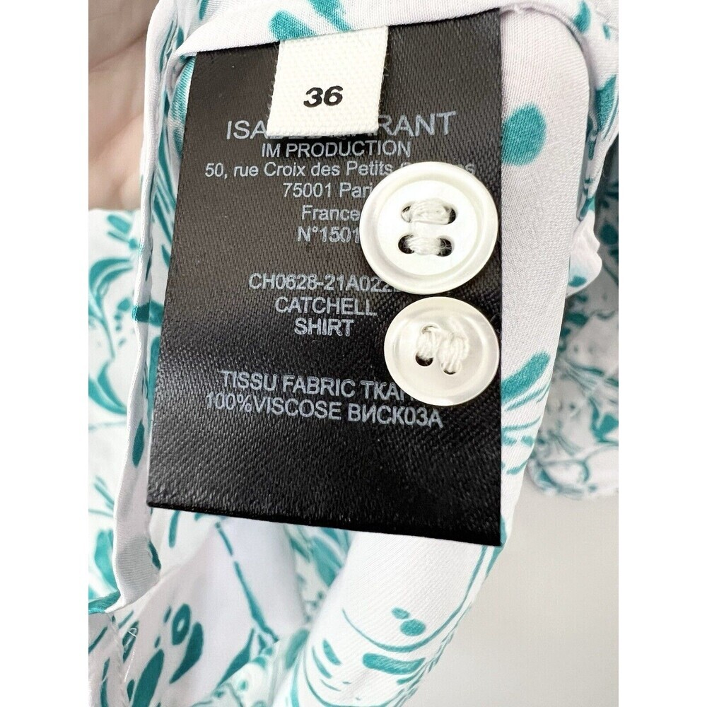Isabel Marant Etoile Viscose Boho Boxy Blouse Top Artsy White Green Art Top 36 4 - Picture 11 of 11